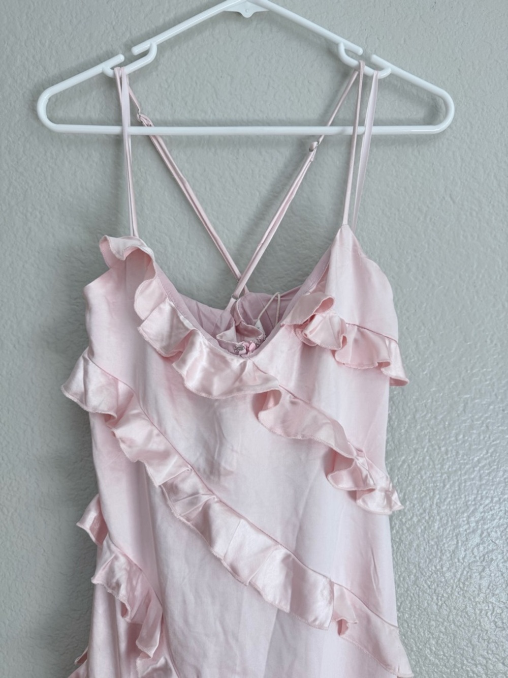Selfie Leslie Arrabel Ruffle Trim Maxi Dress Blush - Picture 3 of 6